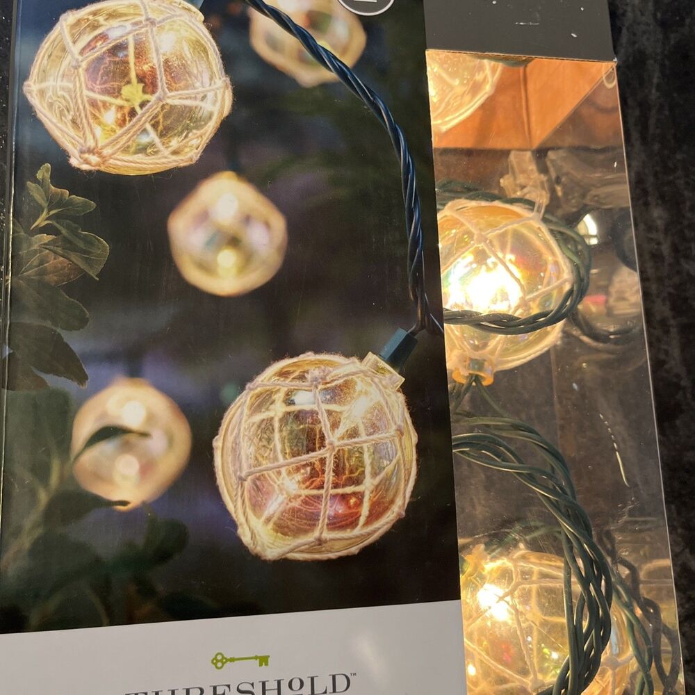10 Threshold String Lights Outdoor Indoor Macrame Globe Prism color new in box